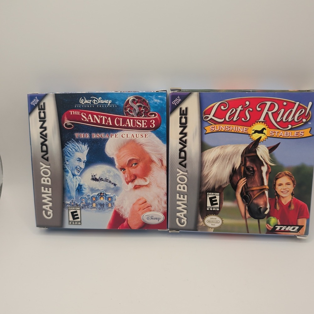 Nintendo GBA BOXES Lot Santa Clause 3 & Let's Ride Sunshine Stables CIB Box